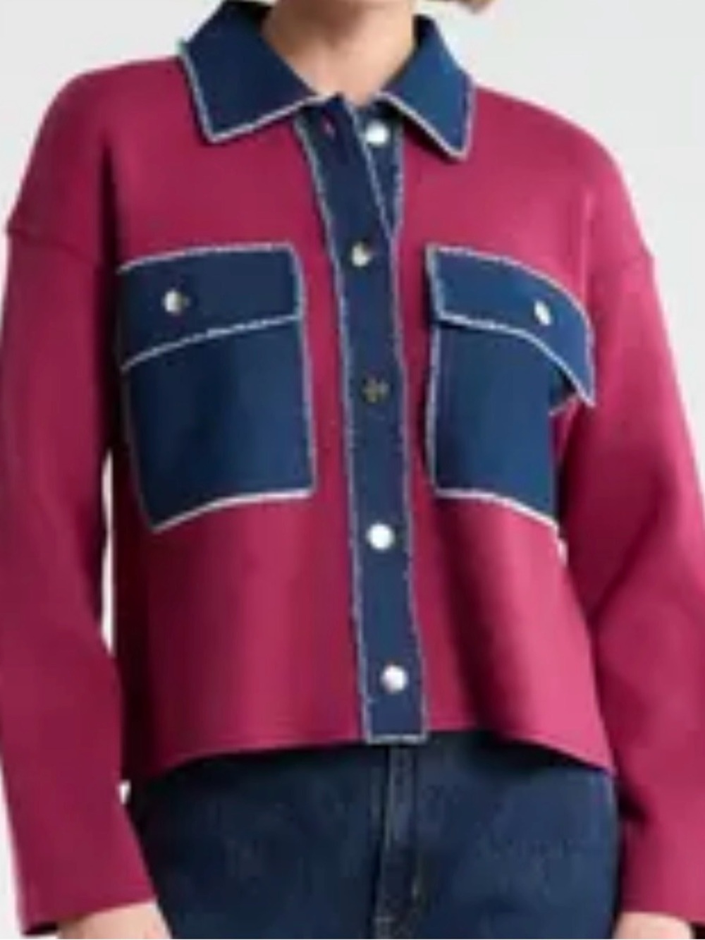 Nanette Lepore Magenta and Navy Colorblock Jacket